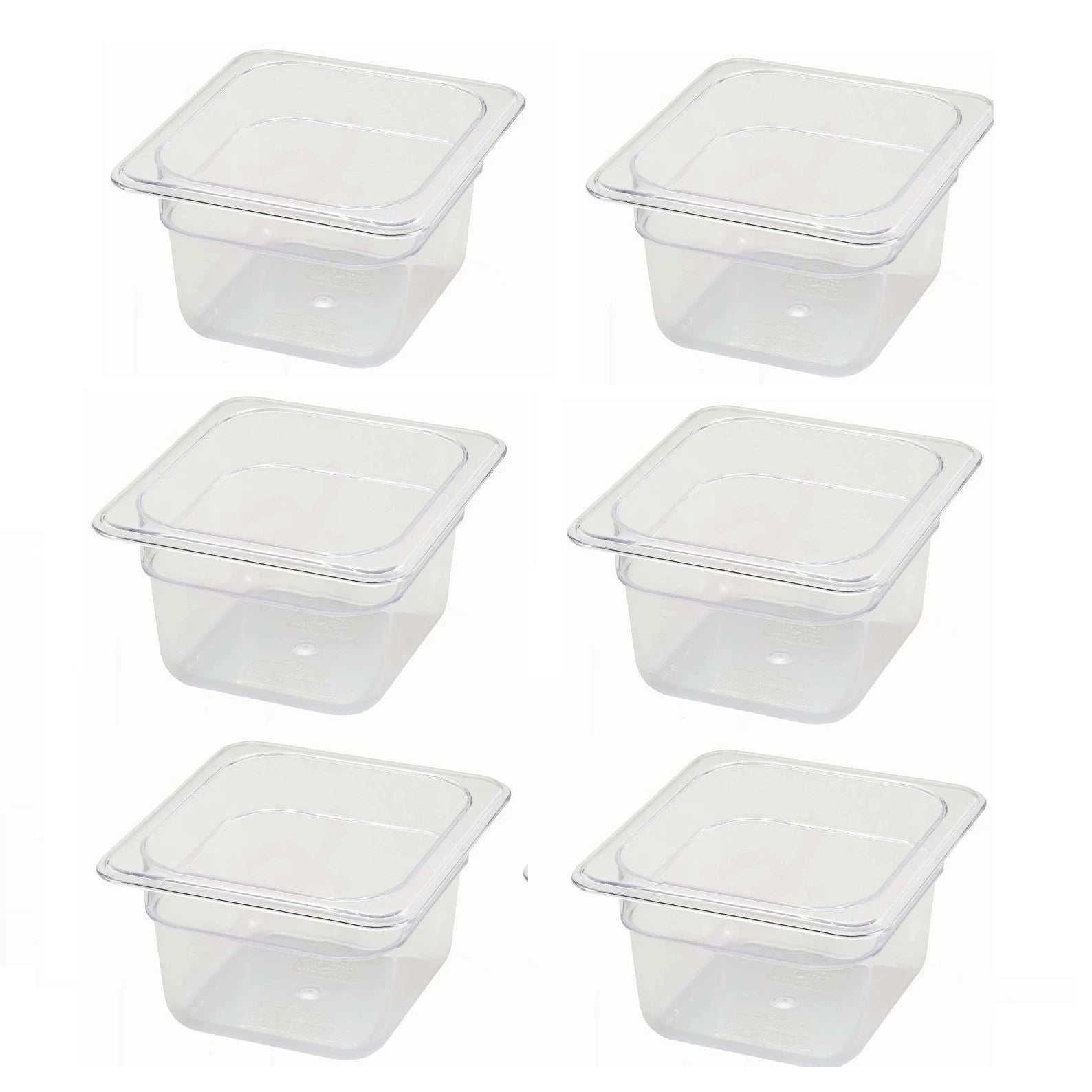 Frigos Refrigeration  1/6 Size 4" Deep Translucent Polypropylene Food Pan Set - 6 Pcs