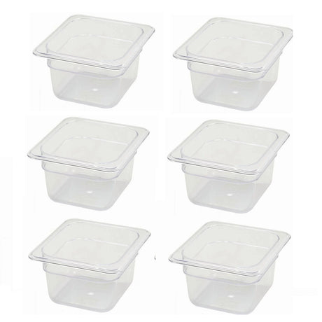 Frigos Refrigeration  1/6 Size 4" Deep Translucent Polypropylene Food Pan Set - 6 Pcs