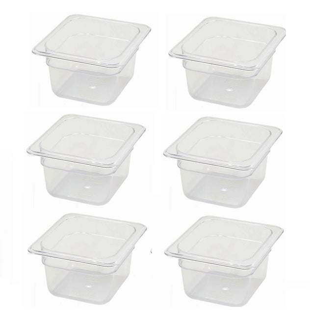 Frigos Refrigeration  1/6 Size 4" Deep Translucent Polypropylene Food Pan Set - 6 Pcs