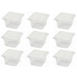 Frigos Refrigeration  1/6 Size 4" Deep Translucent Polypropylene Food Pan Set - 9 Pcs
