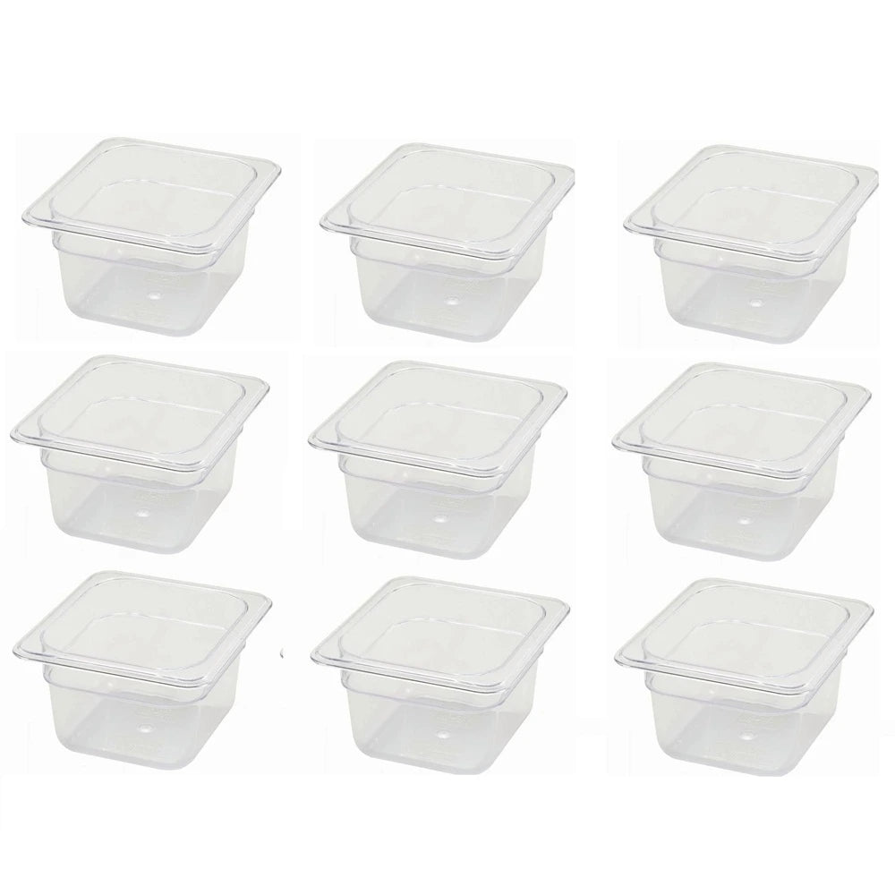 Frigos Refrigeration  1/6 Size 4" Deep Translucent Polypropylene Food Pan Set - 9 Pcs