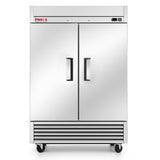 Commercial Reach in Freezer 54" Width Solid 2 Door 47 Cu Ft Frigos Value Series FGV-FZ-2D  with Aluminum Interior with 304 Stainless Steel Floor