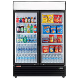 Merchandiser Refrigerator 54"W Swing Glass 2 Door with LED Lighting Frigos Value Series FGV-MR-2D-G, Aluminum Interior and Stainless Steel Floor