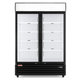 Merchandiser Refrigerator 54"W Swing Glass 2 Door with LED Lighting Frigos Value Series FGV-MR-2D-G, Aluminum Interior and Stainless Steel Floor