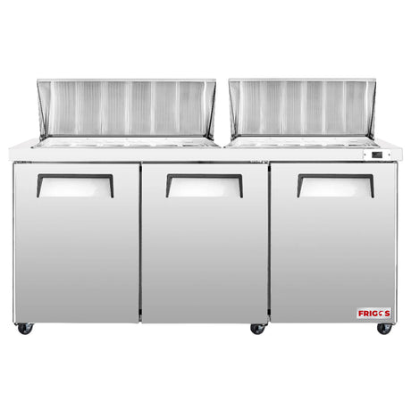 Frigos Value Series FGV-SWPT-72 72" 3 Door Refrigerated Sandwich Prep Table