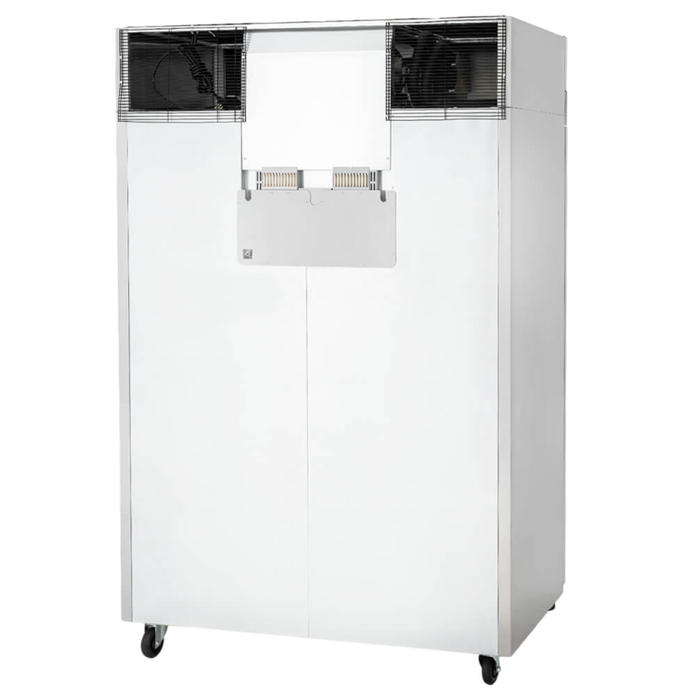 Commercial Reach in Refrigerator 2 Section Solid Door, 49 Cu Ft Frigos Premium FGP-RF-2D Stainless Steel Interior and Exterior
