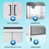 Commercial Reach in Refrigerator 3 Section Solid Door, 78" Width, 72 Cu Ft Frigos Premium FGP-RF-3DBC Stainless Steel Interior and Exterior