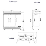 Commercial Reach in Refrigerator 3 Section Solid Door, 78" Width, 72 Cu Ft Frigos Premium FGP-RF-3DBC Stainless Steel Interior and Exterior