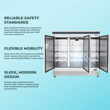 Commercial Reach in Refrigerator 3 Section Solid Door, 78" Width, 72 Cu Ft Frigos Premium FGP-RF-3DBC Stainless Steel Interior and Exterior