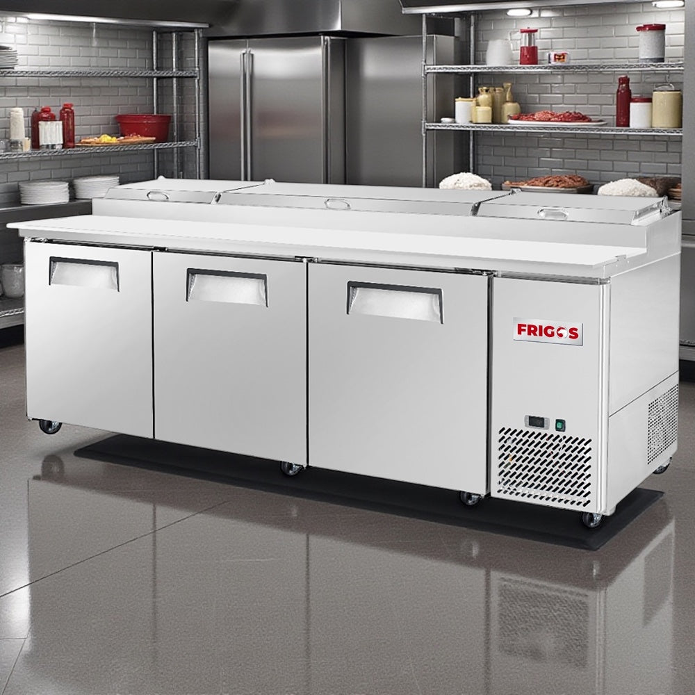 Frigos FGV-PZPT-93 3 Door Commercial Pizza Prep Table Refrigerator 93" – Value Series