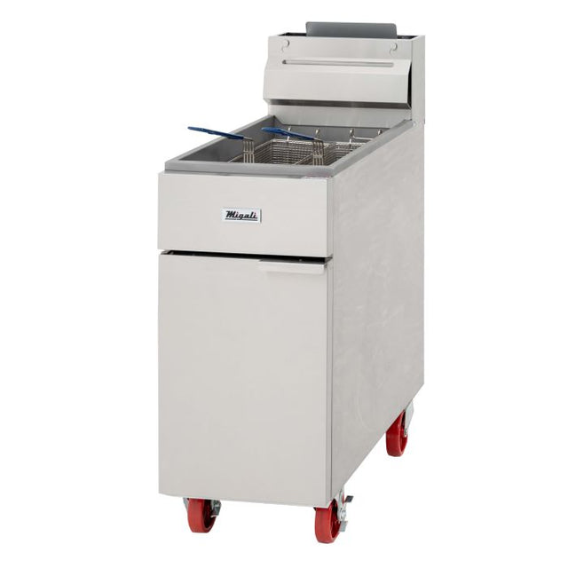 Migali C-F35-LP 15 Liquid Propane Stainless Steel Floor Fryer 35 lb. 60,000 BTU