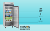 Commercial Reach in Freezer 1 Section Solid Door, 23 Cu Ft Frigos Premium FGP-FZ-1D Stainless Steel Interior and Exterior