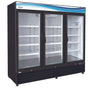 Serv-Ware GR72B-HC 81" 3 Door Merchandising Refrigerator - Black, 72 Cu. Ft.