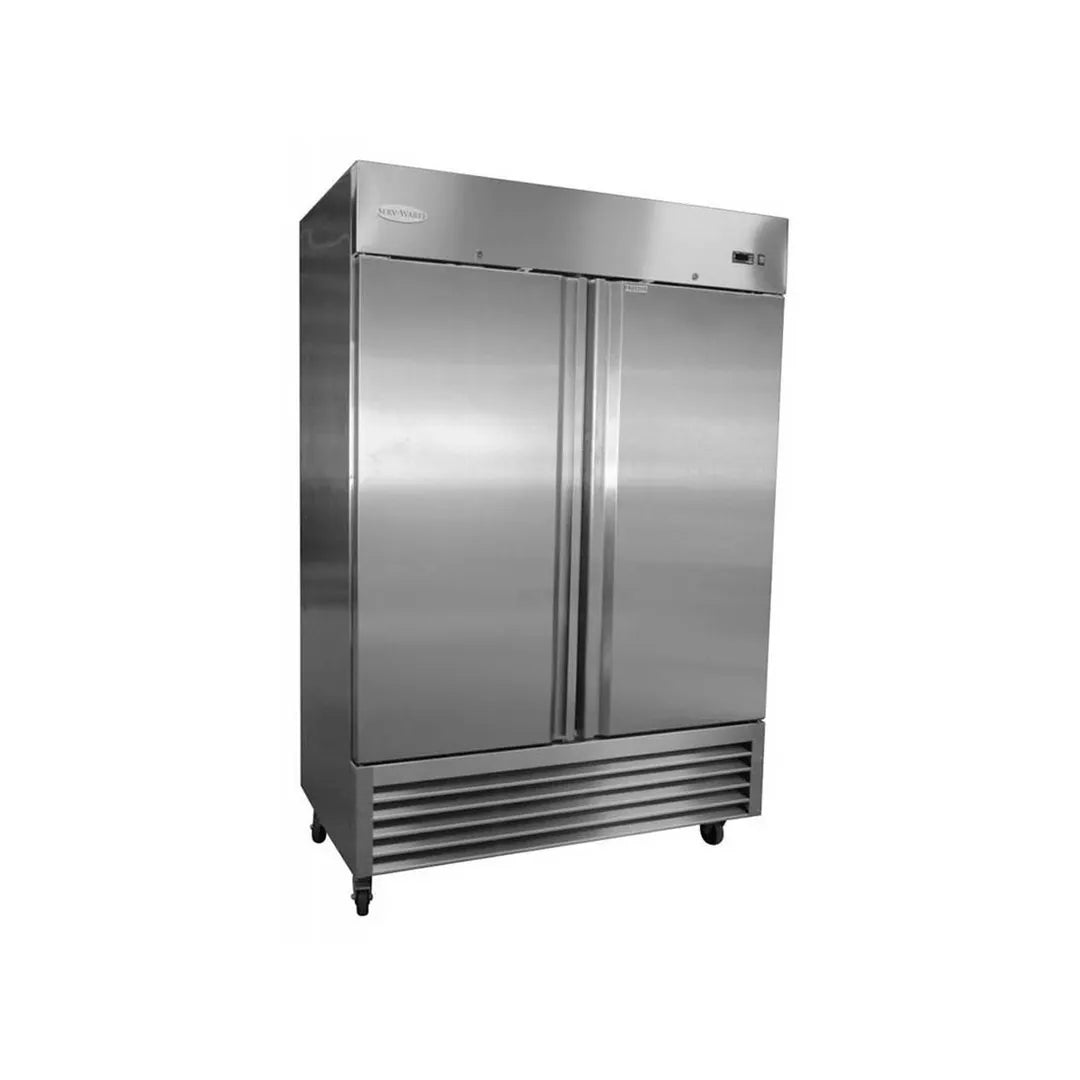 Serv-Ware RF2-HC 53.9" 2 Solid Door Reach-In Freezer, Bottom Mount, 49 Cu. Ft.