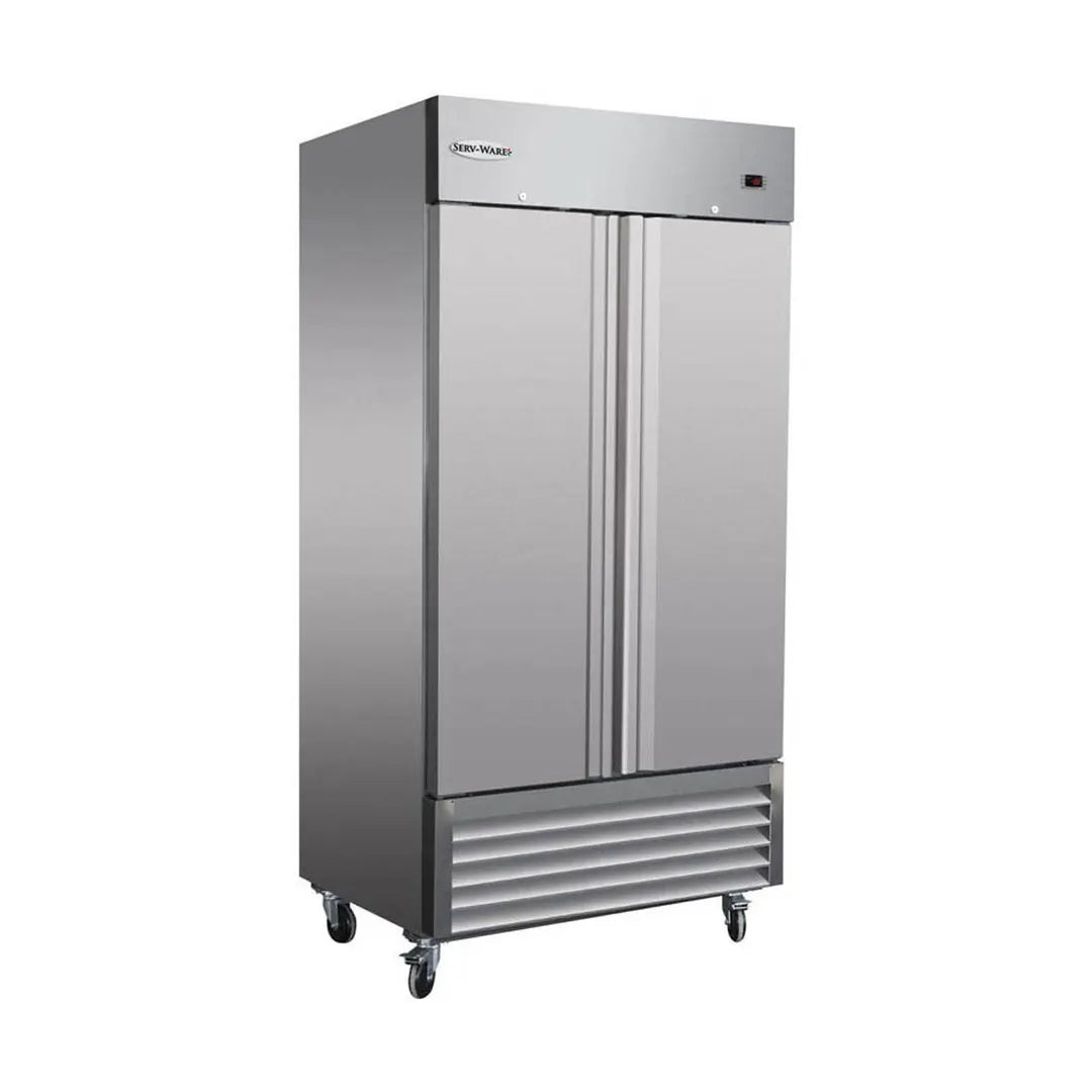 Serv-Ware RR2-35-HC 39" 2 Door Reach-In Refrigerator, Aluminum Interior, 35 Cu. Ft.