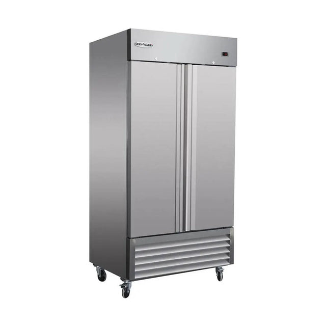 Serv-Ware RR2-35-HC 39" 2 Door Reach-In Refrigerator, Aluminum Interior, 35 Cu. Ft.