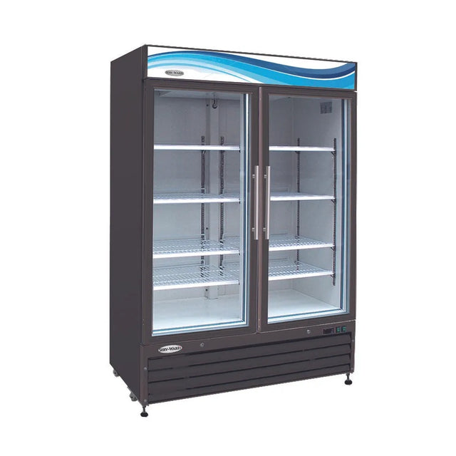 Serv-Ware GR48B-HC 54" 2 Door Merchandising Refrigerator - Black, 48 Cu. Ft.