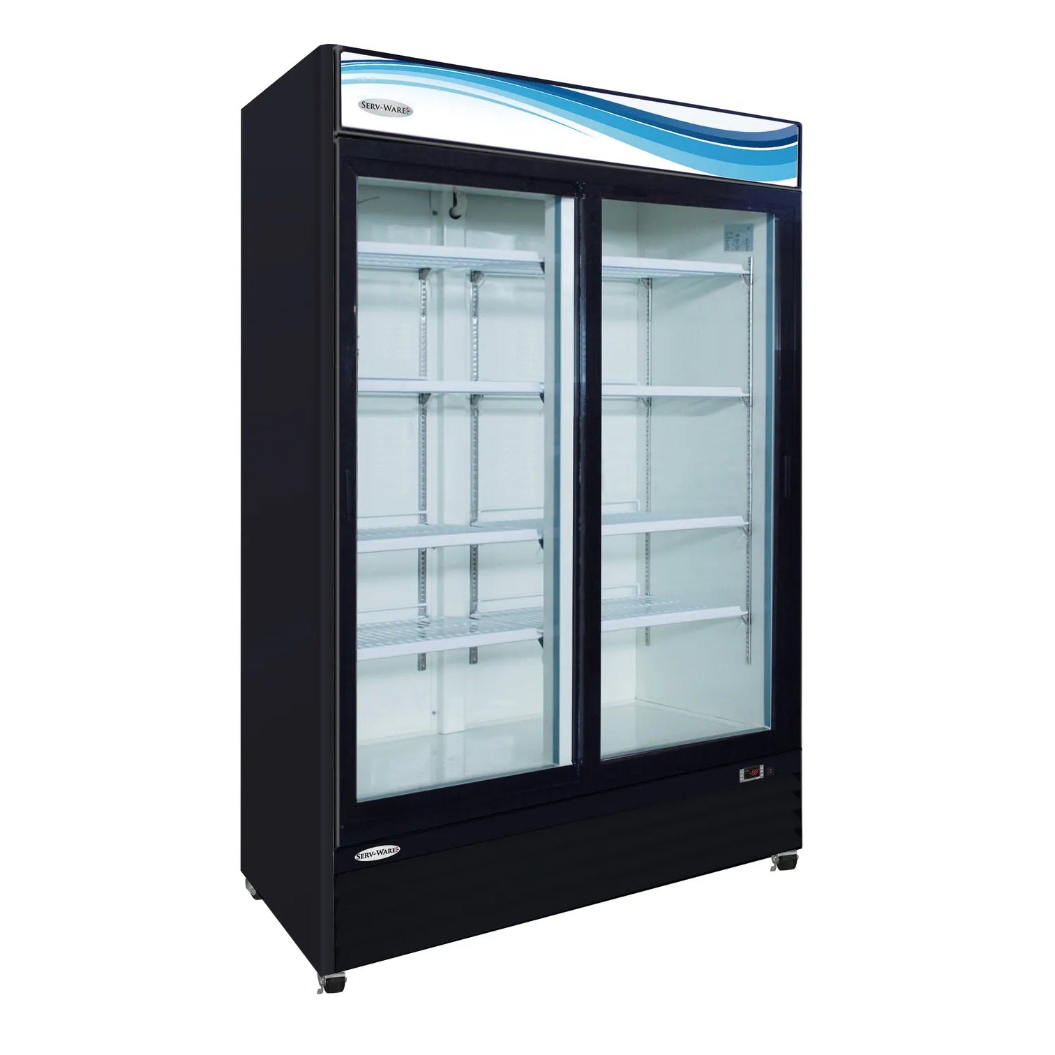 Serv-Ware GR48SB-HC 54" 2 Sliding Glass Door Refrigerator - Black, 48 Cu. Ft.