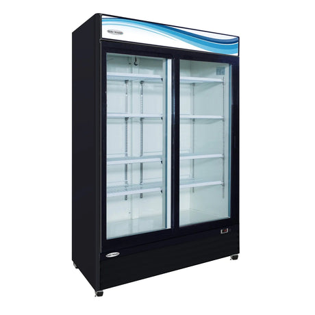 Serv-Ware GR48SB-HC 54" 2 Sliding Glass Door Refrigerator - Black, 48 Cu. Ft.