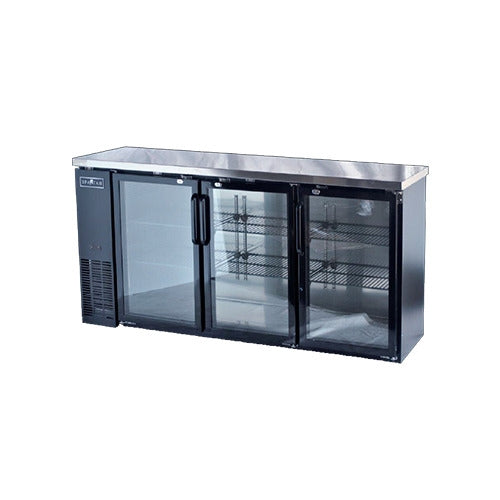 Spartan SGBBB-72 72.75" 3 Section Back Bar Refrigerator with Glass Door