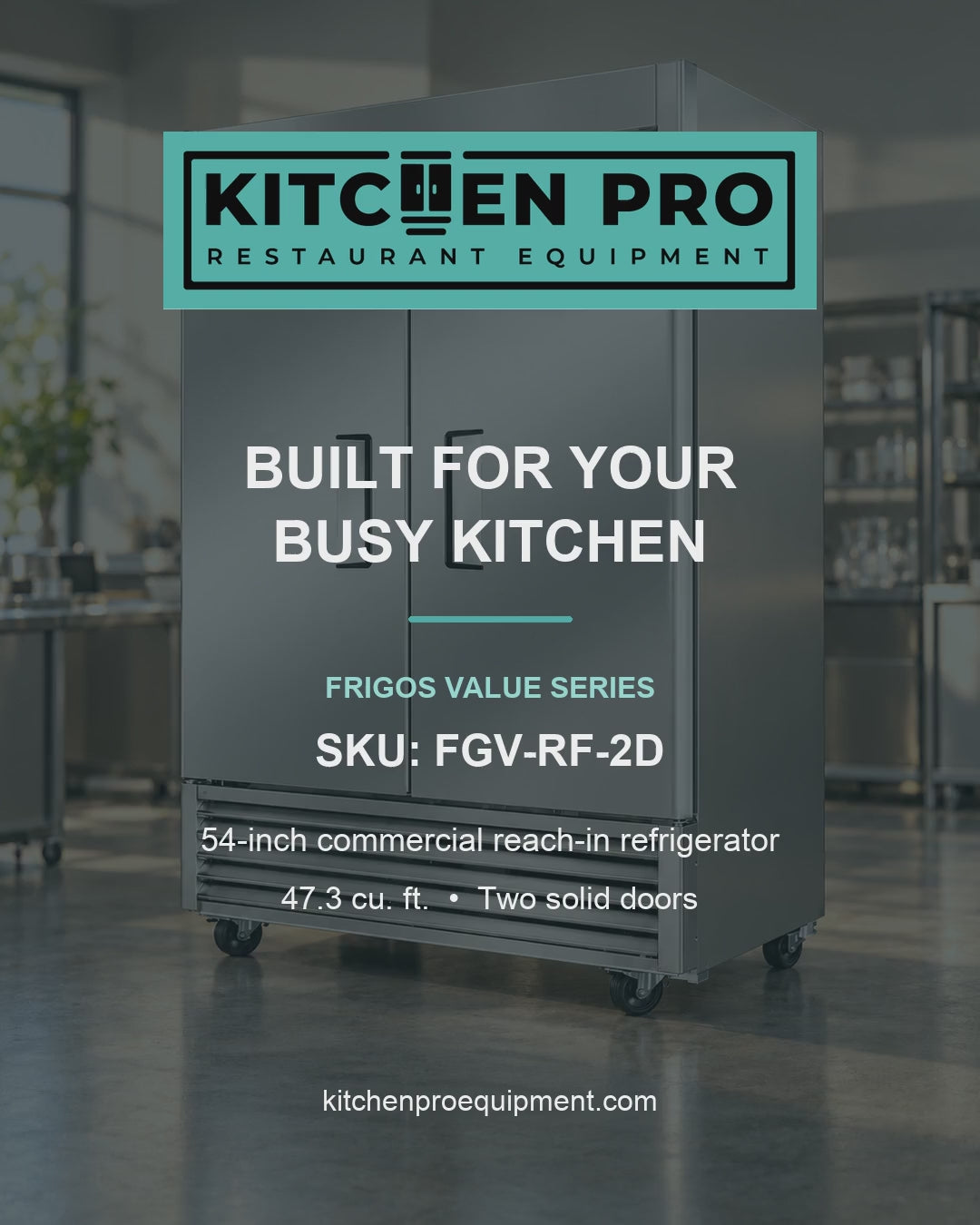 Frigos FGV-RF-2D 54" 2-Door Reach-In Refrigerator - 47 Cu Ft, Stainless Steel