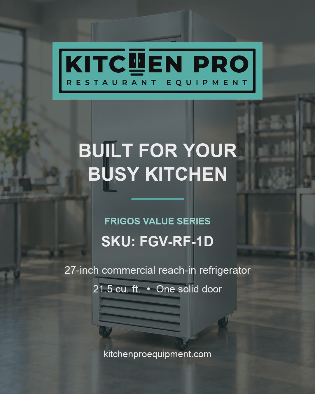 Frigos FGV-RF-1D 27" 1-Door Reach-In Refrigerator - 21 Cu Ft, Stainless Steel