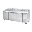 Blue Air BAPP93-HC 93.25'' 3 Door Counter Height Refrigerated Pizza Prep Table - Kitchen Pro Restaurant Equipment