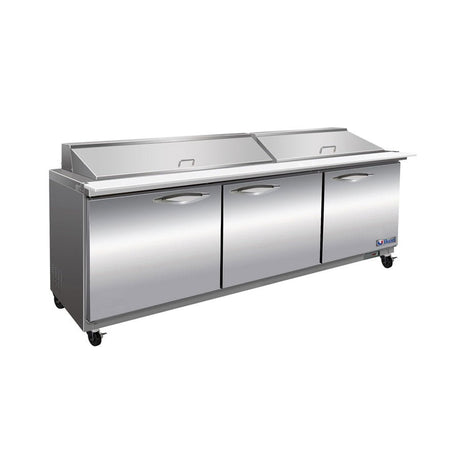 IKON ISP72M 72" 3 Door Mega Top Refrigerated Sandwich Prep Table - Kitchen Pro Restaurant Equipment