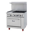 Migali C-RO4B-12GL-LP 36" Liquid Propane 4 Burner Range with 12" Griddle - 176,000 BTU - Kitchen Pro Restaurant Equipment