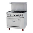 Migali C-RO4B-12GL-NG 36" Natural Gas 4 Burner Range with 12" Griddle - 176,000 BTU - Kitchen Pro Restaurant Equipment