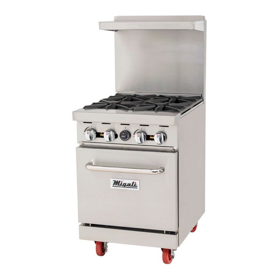 Migali C-RO4B-LP 24" Liquid Propane 4 Burner Range with Oven - 152,000 BTU - Kitchen Pro Restaurant Equipment
