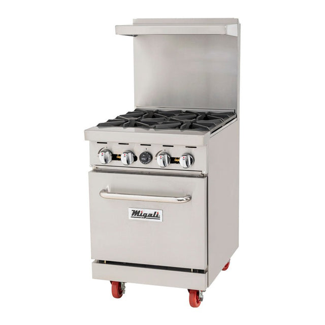 Migali C-RO4B-LP 24" Liquid Propane 4 Burner Range with Oven - 152,000 BTU - Kitchen Pro Restaurant Equipment