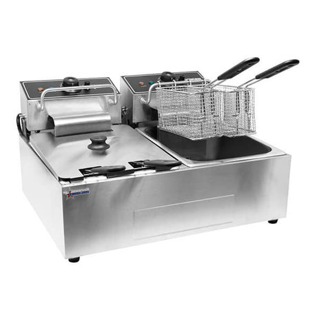 Omcan 39372 Double Tank Electric Countertop Deep Fryer - 220V, 2500W - Kitchen Pro Restaurant Equipment