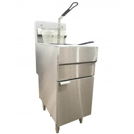 Omcan 43422 Liquid Propane 40 lb. Stainless Steel Floor Fryer - 90,000 BTU - Kitchen Pro Restaurant Equipment