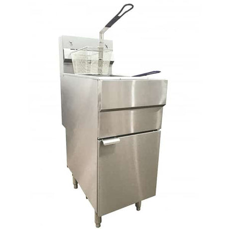 Omcan 43545 Liquid Propane Gas 50 lb. Stainless Steel Floor Fryer - 120,000 BTU - Kitchen Pro Restaurant Equipment