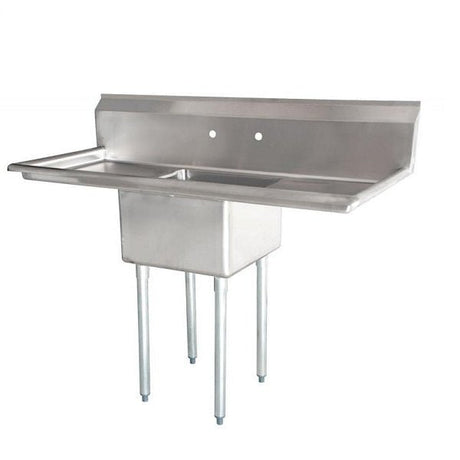 One Tub Sink 18X18X11 with Center Drain and Two Drain Boards - Kitchen Pro Restaurant Equipment