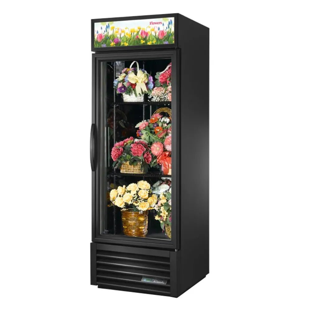 True GDM-23FC-HC-TSL01 1 Section Floral Cooler with Swinging Door - Black, 115v - Kitchen Pro Restaurant Equipment