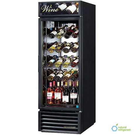 True GDM-23W-HC-TSL01 27" One Section Wine Cooler with (1) Zone - 106 Bottle Capacity, Black, 115v - Kitchen Pro Restaurant Equipment