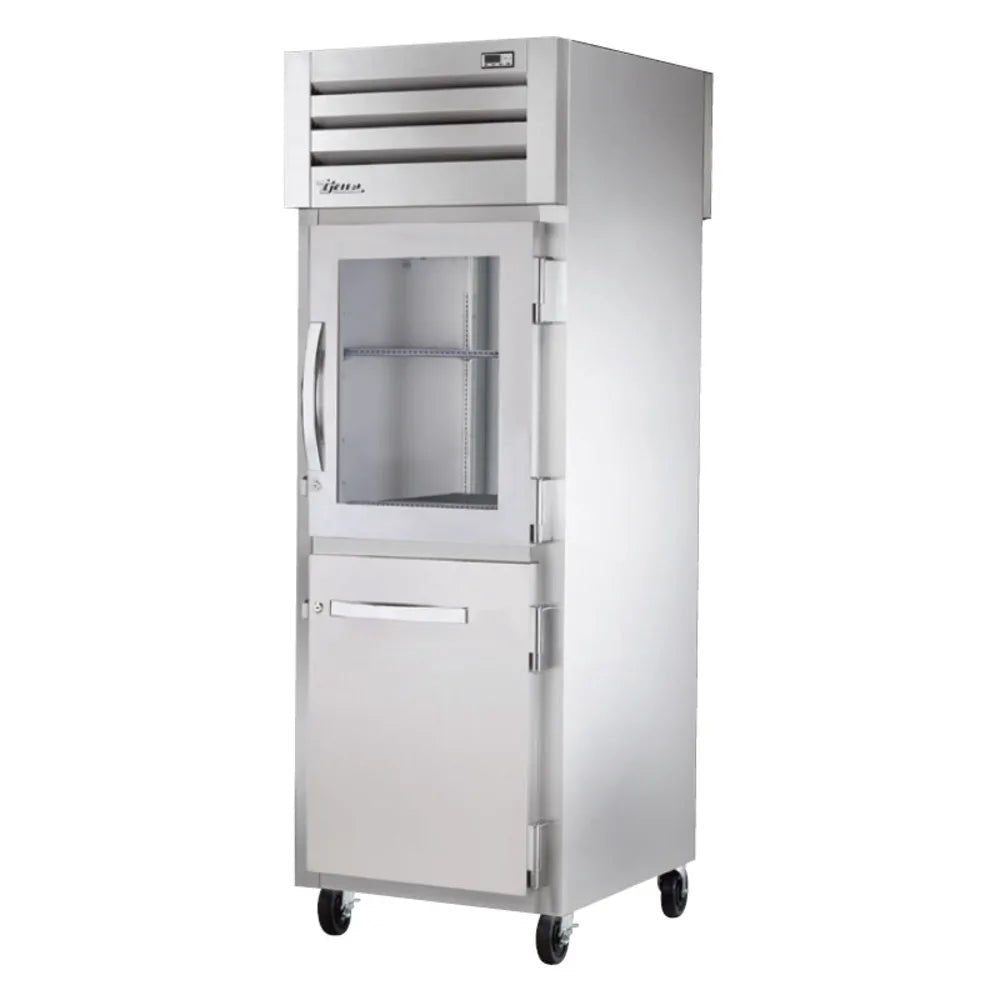 True STA1RPT-1HG/1HS-1S-HC 27 1/4" One Section Pass Thru Refrigerator, (1) Glass Door, (1) Solid Door, Right Hinge, 115v - Kitchen Pro Restaurant Equipment