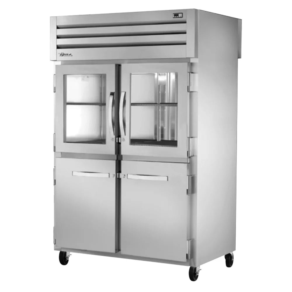 True STA2RPT-2HG/2HS-2S-HC 52 3/5" Two Section Pass Thru Refrigerator, (2) Glass Doors, (2) Solid Doors, Left/Right Hinge, 115v - Kitchen Pro Restaurant Equipment