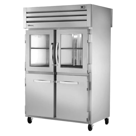 True STA2RPT-2HG/2HS-2S-HC 52 3/5" Two Section Pass Thru Refrigerator, (2) Glass Doors, (2) Solid Doors, Left/Right Hinge, 115v - Kitchen Pro Restaurant Equipment
