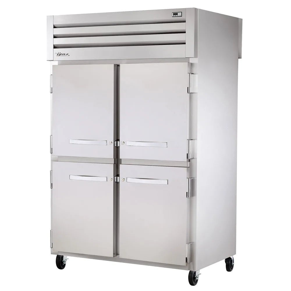 True STA2RPT-4HS-2G-HC 52 3/5" Two Section Pass Thru Refrigerator, (4) Left/Right Hinge Solid Doors, 115v - Kitchen Pro Restaurant Equipment