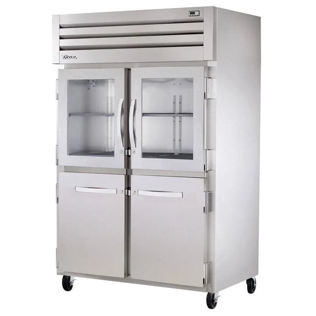 True STG2R-2HG/2HS-HC 52 3/5" Two Section Reach In Refrigerator, (2) Glass Doors, (2) Solid Doors, Left/Right Hinge, 115v - Kitchen Pro Restaurant Equipment
