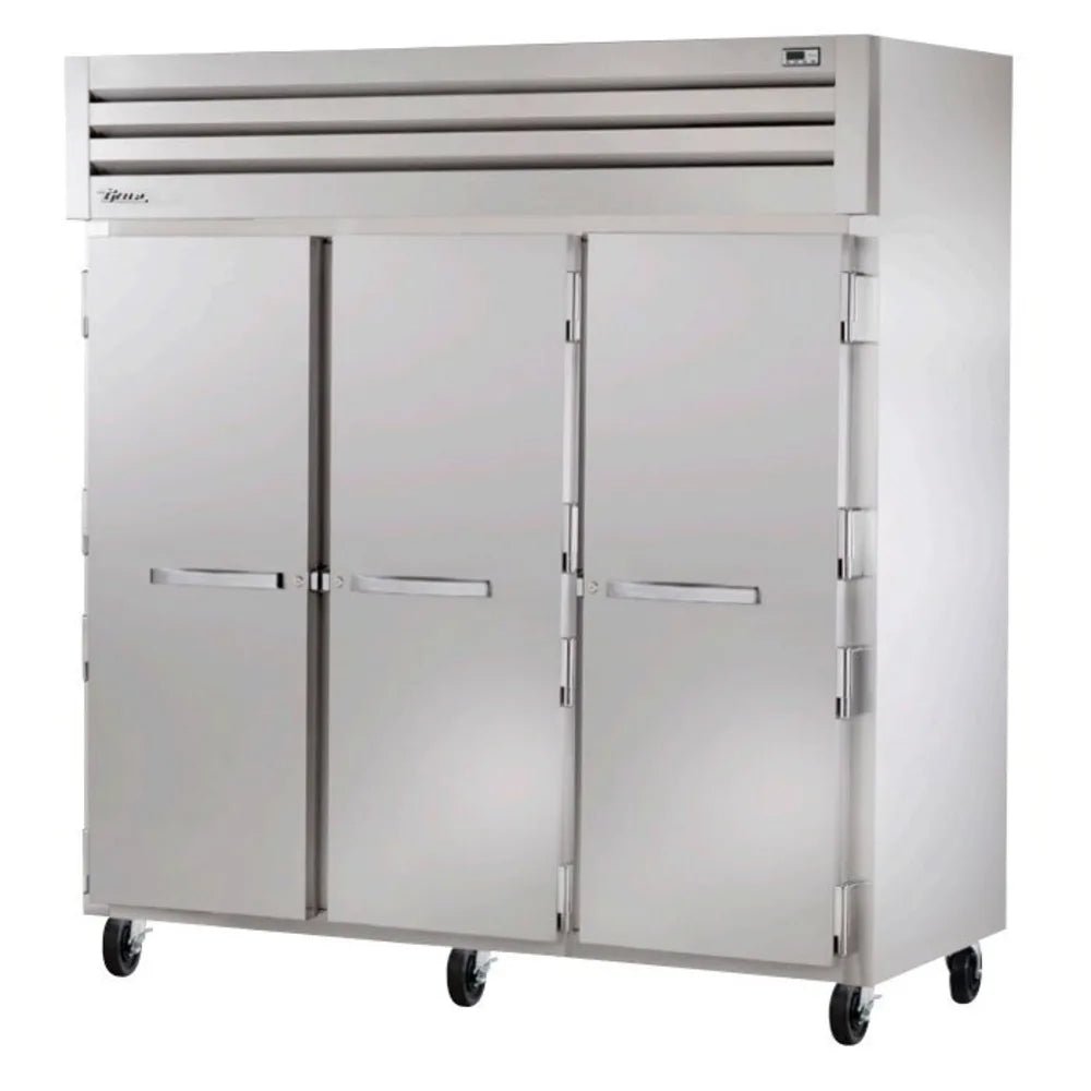True STG3R-3S 77 3/4" Three Section Reach In Refrigerator, (3) Left/Right Hinge Solid Doors, 115v - Kitchen Pro Restaurant Equipment