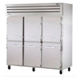 True STG3R-6HS 77 3/4" Three Section Reach In Refrigerator, (6) Left/Right Hinge Solid Doors, 115v - Kitchen Pro Restaurant Equipment