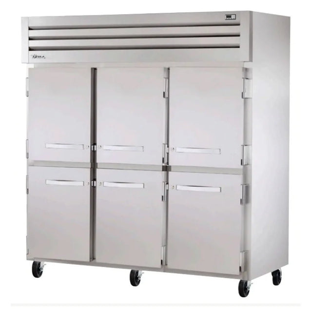 True STG3R-6HS 77 3/4" Three Section Reach In Refrigerator, (6) Left/Right Hinge Solid Doors, 115v - Kitchen Pro Restaurant Equipment