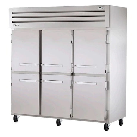 True STR3R-6HS 77 3/4" Three Section Reach In Refrigerator, (6) Left/Right Hinge Solid Doors, 115v - Kitchen Pro Restaurant Equipment