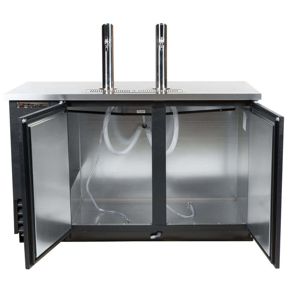 True® TDD-2-HC Black Beer Cooler/Dispenser 2 Keg Kegerator 2 Towers 2 Taps 59" - Kitchen Pro Restaurant Equipment