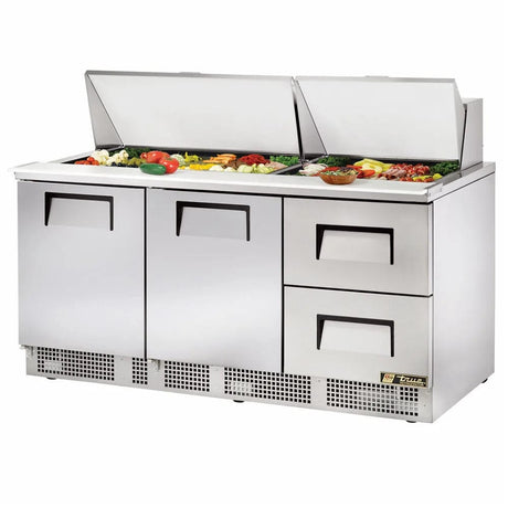 True TFP-72-30M-D-2 72" Sandwich/Salad Prep Table With Refrigerated Base, 2 Doors & 2 Drawers, 115v - Kitchen Pro Restaurant Equipment