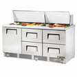 True TFP-72-30M-D-4 72" Sandwich/Salad Prep Table With Refrigerated Base, 1 Door & 4 Drawers, 115v - Kitchen Pro Restaurant Equipment